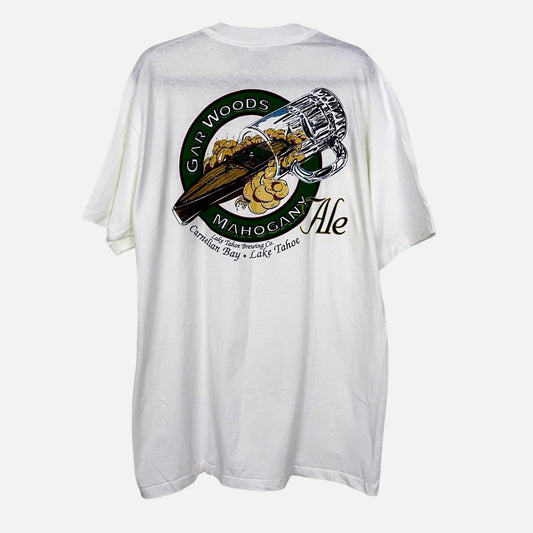 Vintage 90s White Gar Woods Mahogany Ale Lake Tahoe Beer Graphic Tee