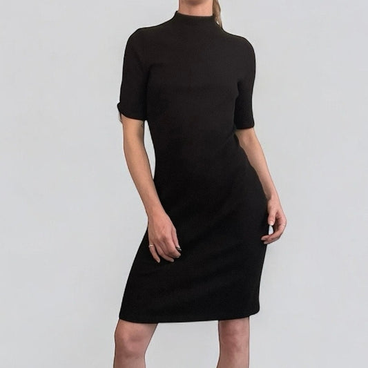 Old Navy Black Ribbed High Neck Quarter Sleeve Dress