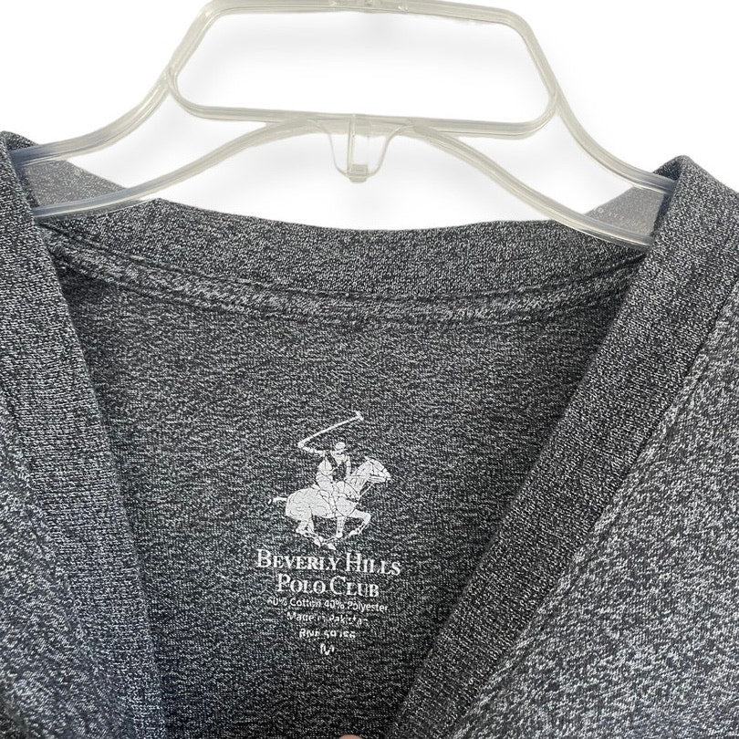 Beverly Hills Polo Club Mens Soft Grey Short Sleeve V-Neck Tee