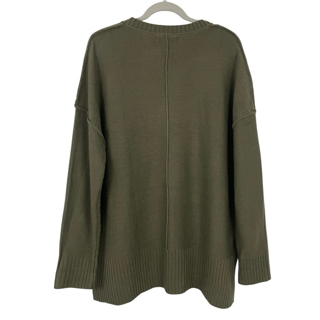 Merokeety Olive Green Knit Pullover Crewneck Sweater