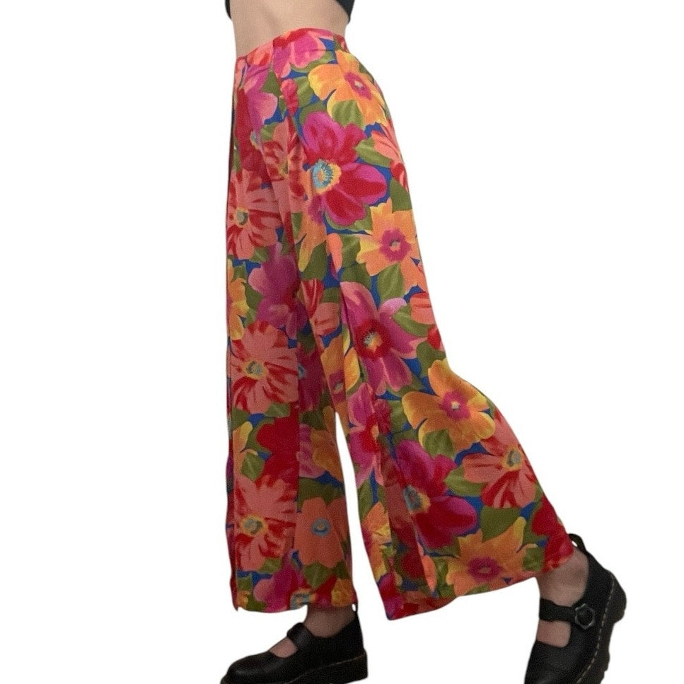 Billabong Vibrant Floral Loose Pants with Front Leg Slits