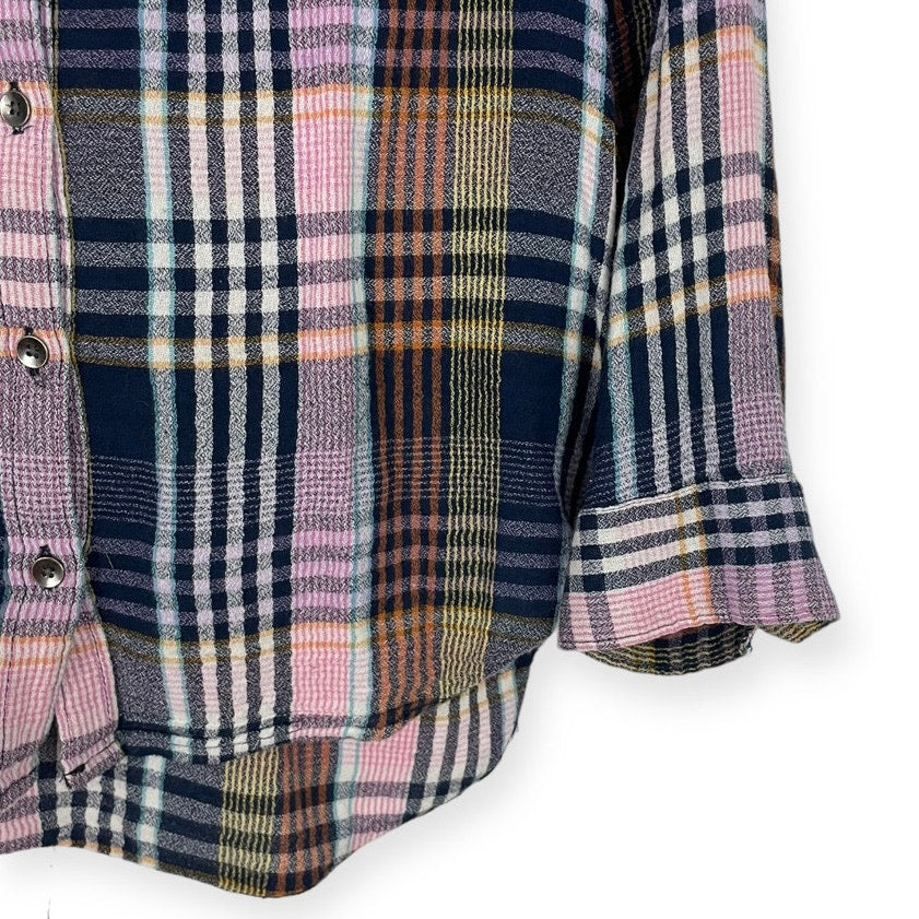 Caslon Soft Colorful Plaid Button Down Long Sleeve Top