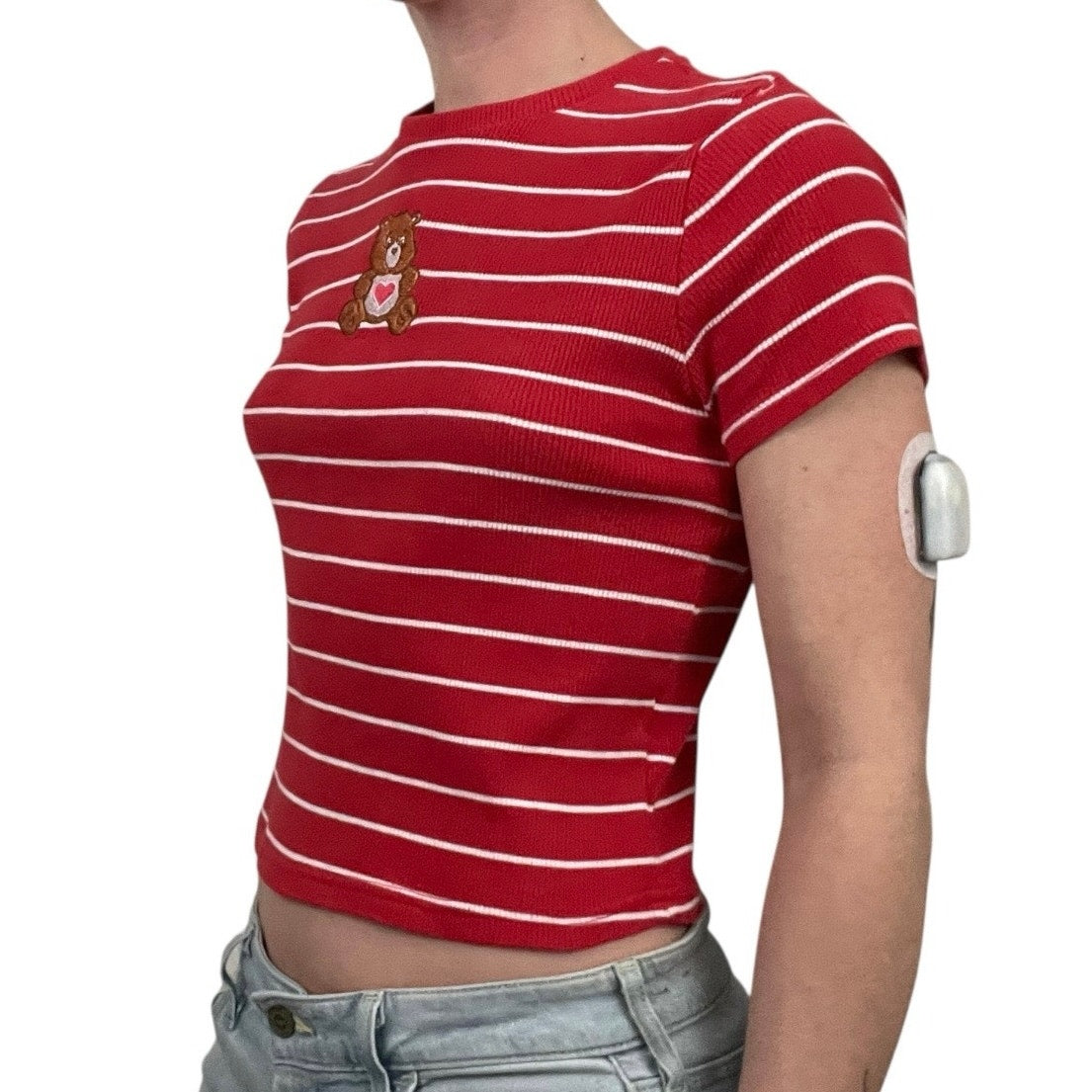 Care Bears Red & White Striped Short Sleeve Top