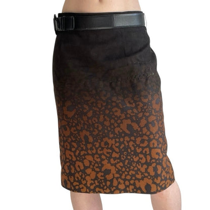 Classiques Entier Brown Ombre Cheetah Print Skirt with Belt