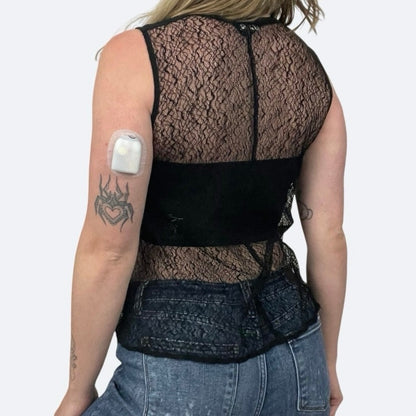 H&M Sheer Black Lace Keyhole Tank Top Blouse