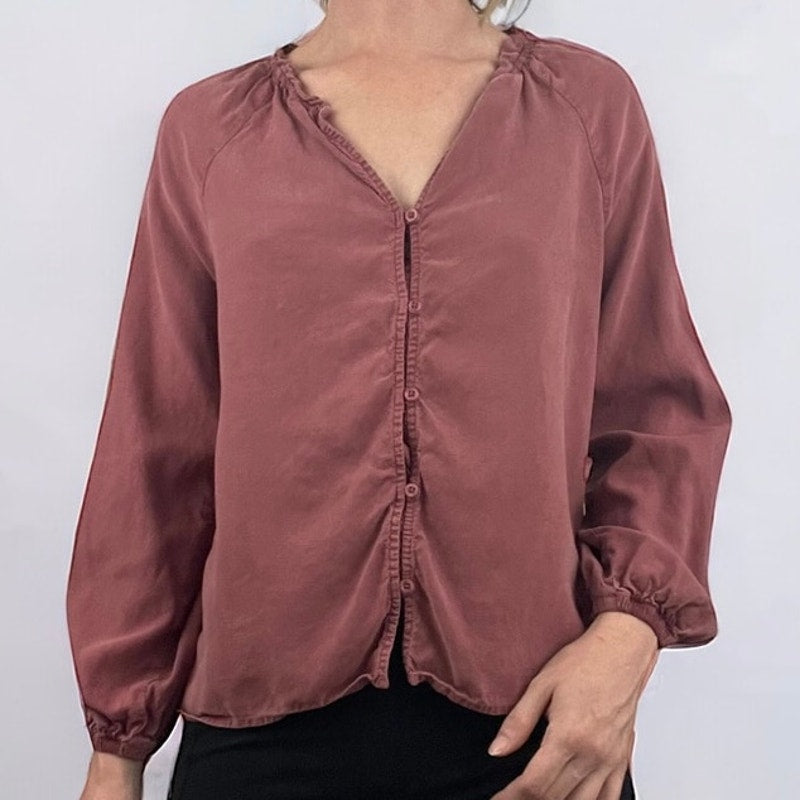 Cloth & Stone Burgundy Long Sleeve Button Down Blouse