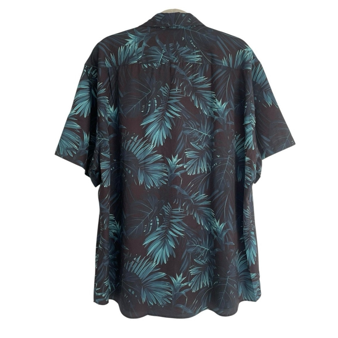 Hisdern Mens Navy Blue Tropical Button Down Shirt