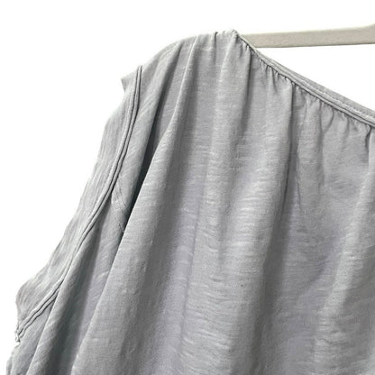 We The Free Light Blue Asymmetrical Scoop Neck Blouse