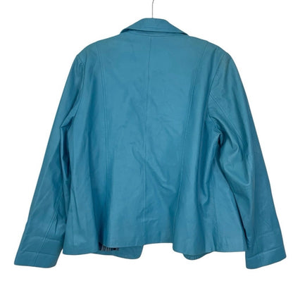 Dialogue Vintage 90s Blue Genuine Leather Blazer Jacket
