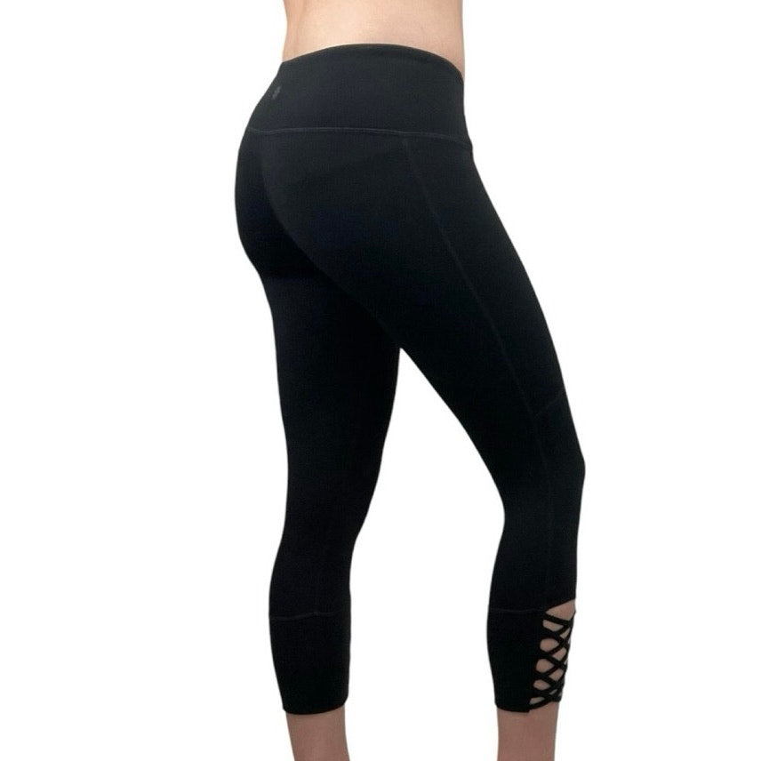 Athleta Black Cutout Ankle Cropped Active Leggings