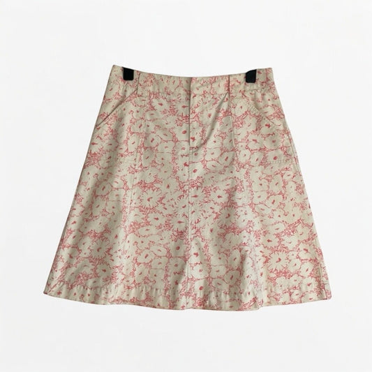 Eddie Bauer Pink & Cream Floral Denim Skirt