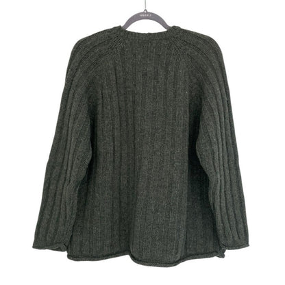 J. Jill Green Wool Knit V-Neck Sweater