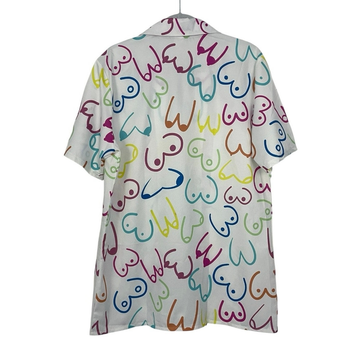 Unisex Colorful Breast Print Short Sleeve Button Down Shirt