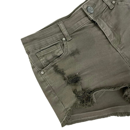 RSQ Jeans Olive Green Cabo Cut-Off Distressed Mini Jean Shorts