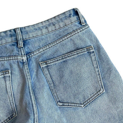 The Rockn Rev Super Distressed High Rise Light Wash Cuffed Jeans