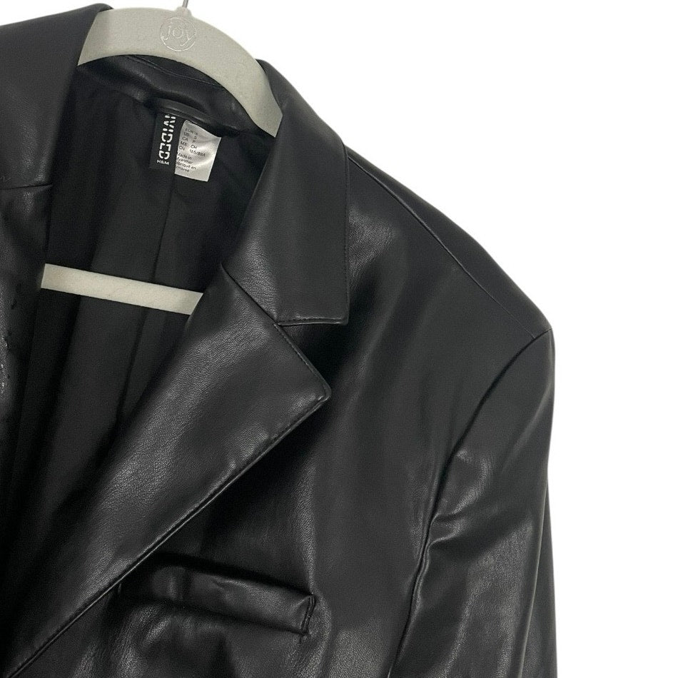 Divided by H&M Black Faux Leather Button Down Jacket