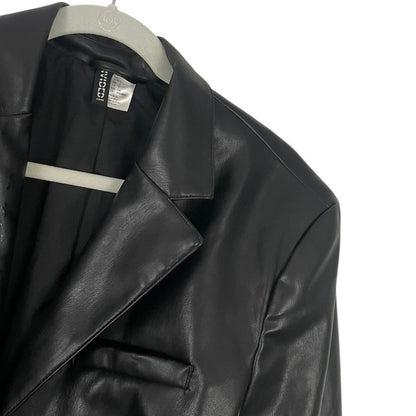 Divided by H&M Black Faux Leather Button Down Jacket