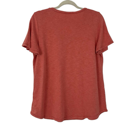 Jessica Simpson Coral Pink V-Neck Short Sleeve Top
