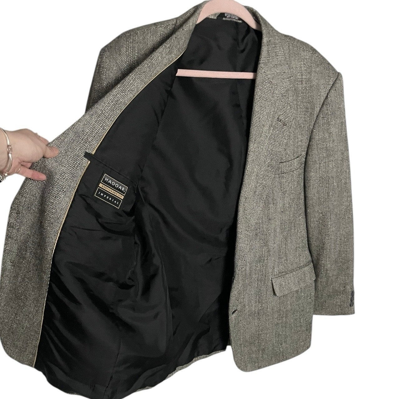 Haggar Mens Grey Gentleman's Fit Imperial Two Button Blazer Suit Coat