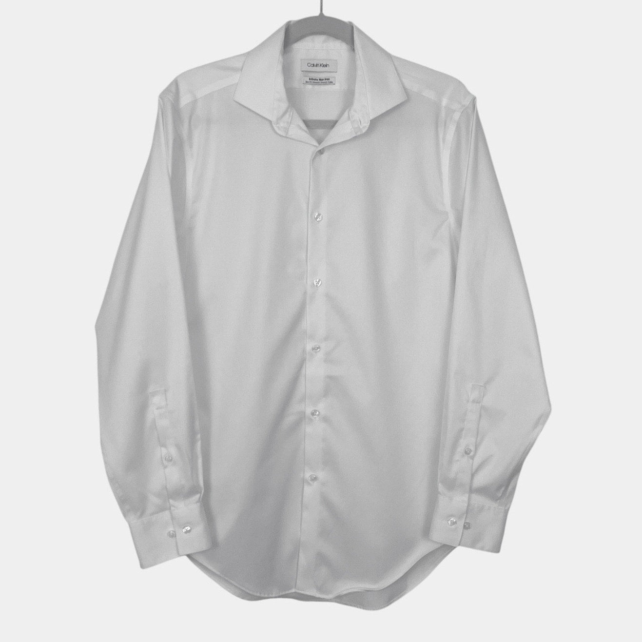 Calvin Klein Mens White Slim Fit Button Down Dress Shirt