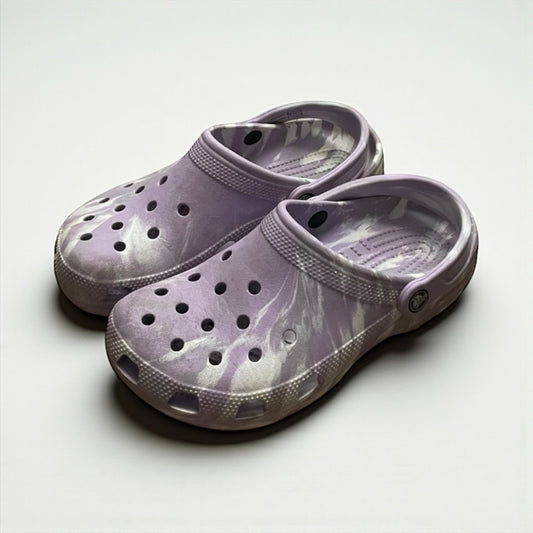 Purple & White Tie Dye Crocs Classic Clog