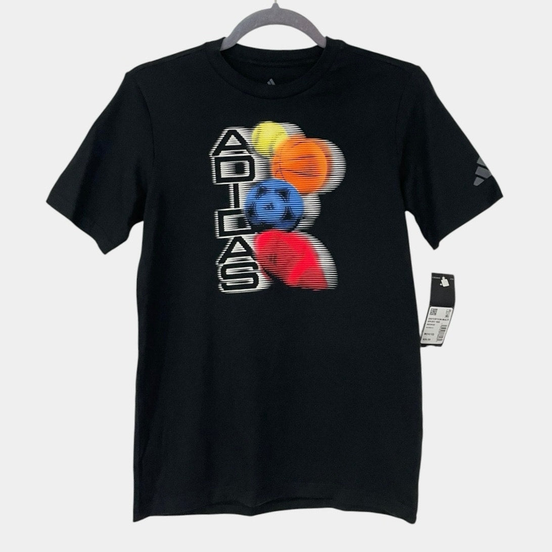 NWT Adidas Boys' Distortion Black Multi Sport Graphic Tee