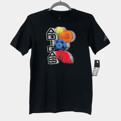 NWT Adidas Boys' Distortion Black Multi Sport Graphic Tee