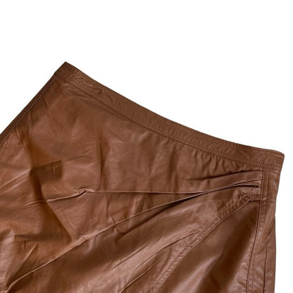 Free People Brown Faux Leather Wrap Mini Skirt