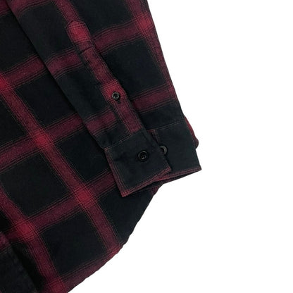 Shouthouse Mens Red & Black Plaid Long Sleeve Button Down Flannel Shirt