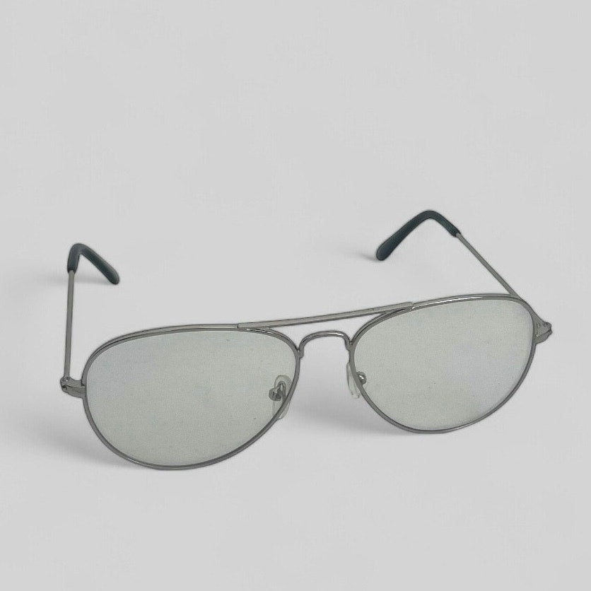 Clear Aviator Silver Frame Glasses