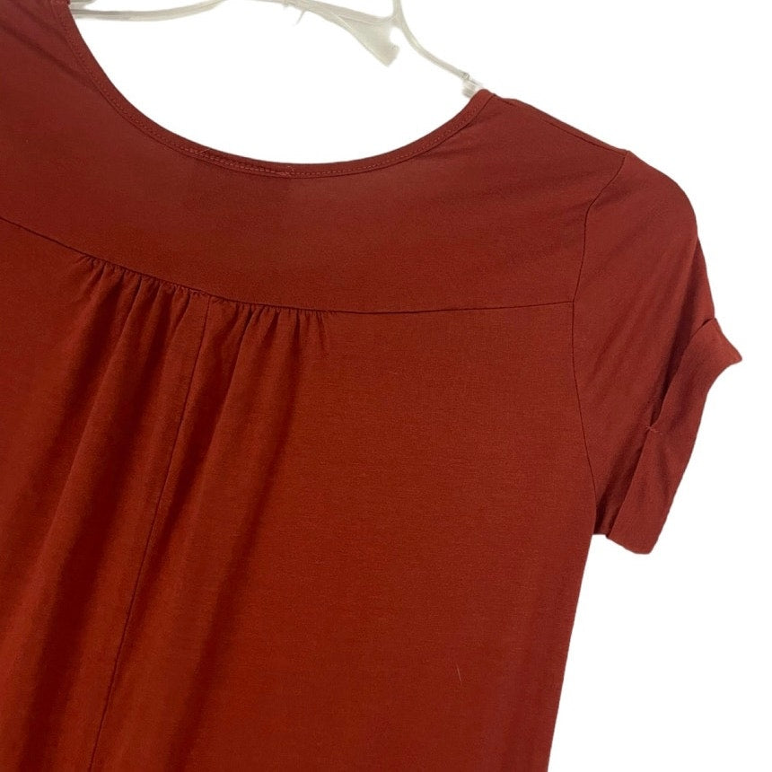 Angie Burnt Orange Soft Short Sleeve Blouse