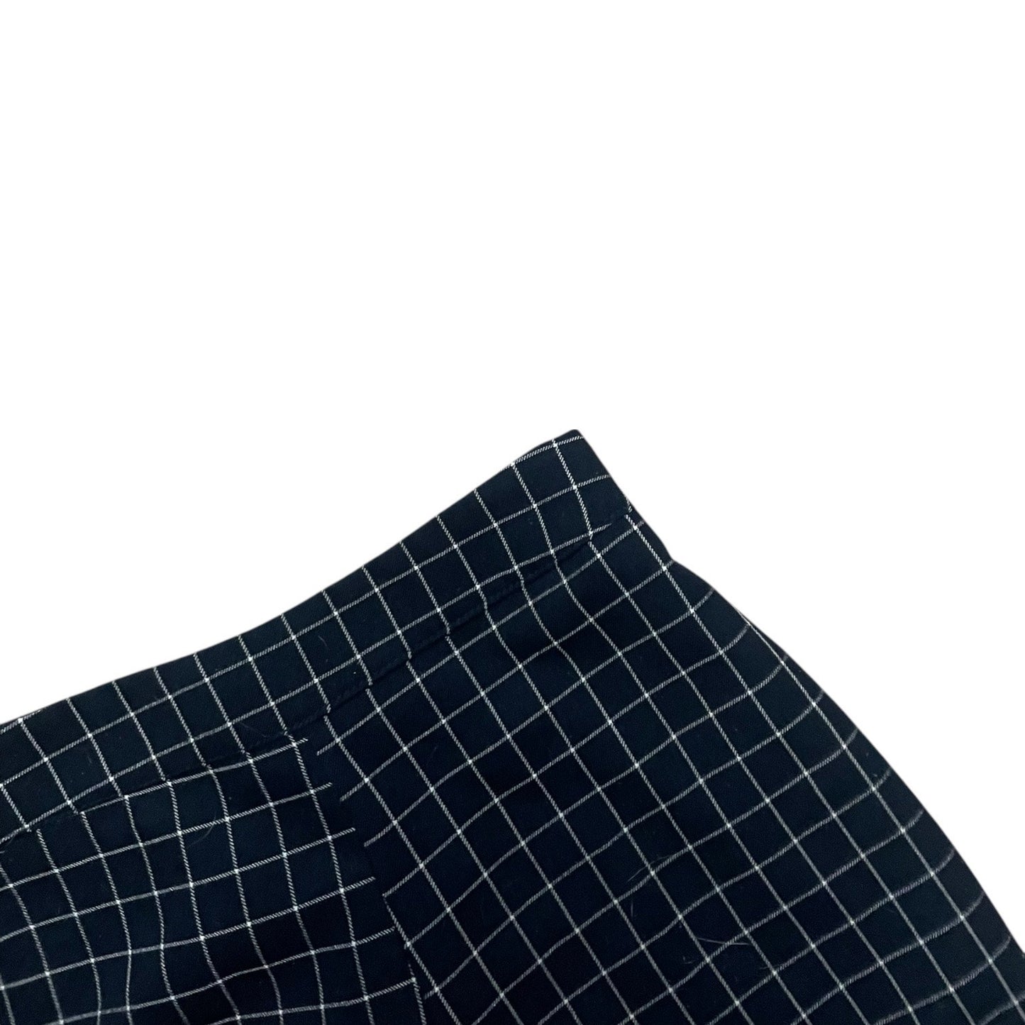 Nasty Gal Navy Blue & White Grid Check High Rise Cuffed Trousers