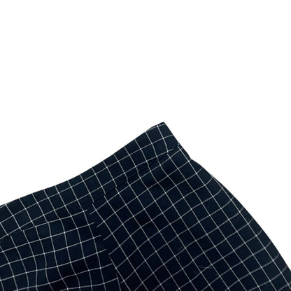 Nasty Gal Navy Blue & White Grid Check High Rise Cuffed Trousers