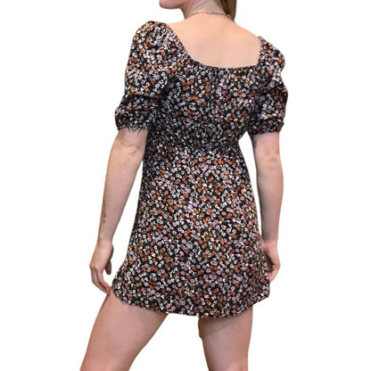 Wild Fable Floral Half Puff Sleeve Tie Front Mini Dress