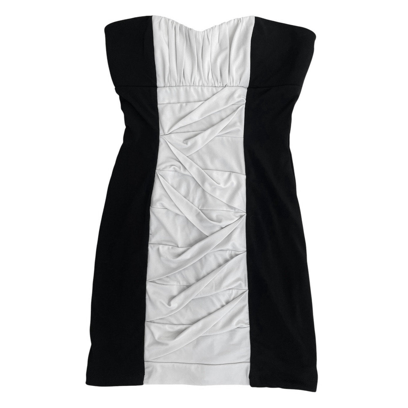 Ruby Rox Black & White Ruched Bodycon Strapless Mini Dress