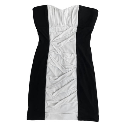 Ruby Rox Black & White Ruched Bodycon Strapless Mini Dress