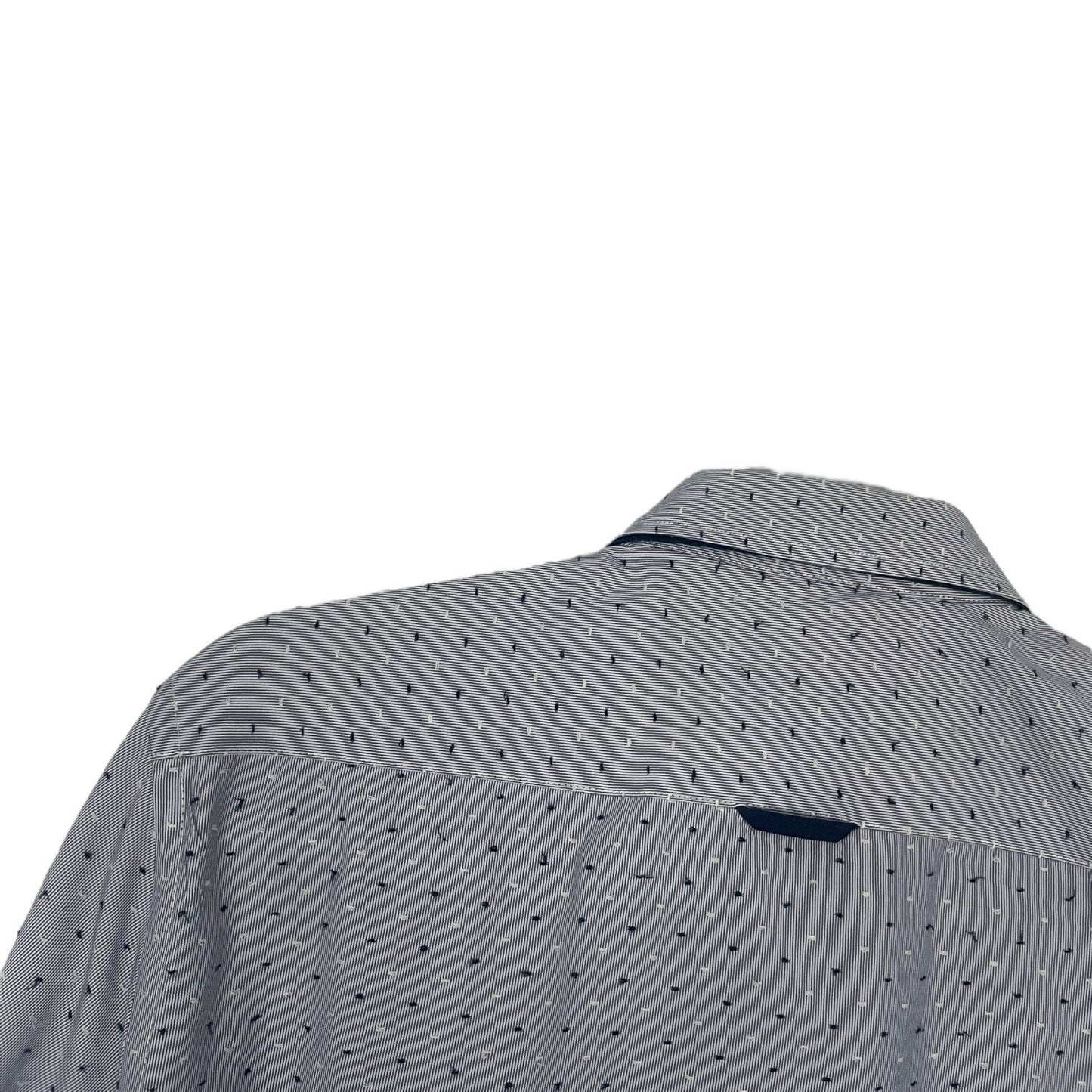 Re Camicia Di Moda Mens Blue Embroidered Button Down Dress Shirt