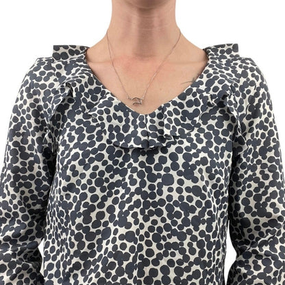 Banana Republic Blue & White Polka Dot Long Sleeve Blouse