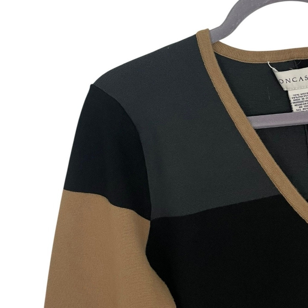 Doncaster Brown & Black Color Block V-Neck Sweater