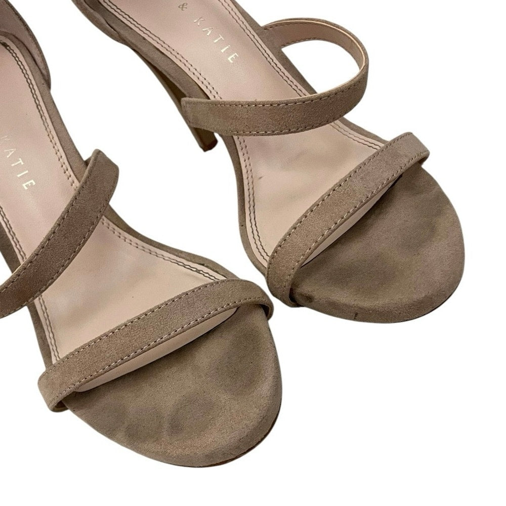 Kelly & Katie Courtnee Taupe Faux Suede Strappy Stiletto Heels