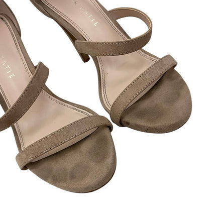 Kelly & Katie Courtnee Taupe Faux Suede Strappy Stiletto Heels