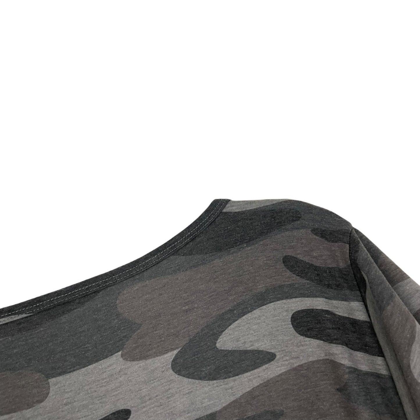 Grey Camouflage Print Tiered Flutter Sleeve T-Shirt Mini Dress