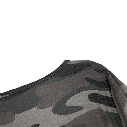 Grey Camouflage Print Tiered Flutter Sleeve T-Shirt Mini Dress