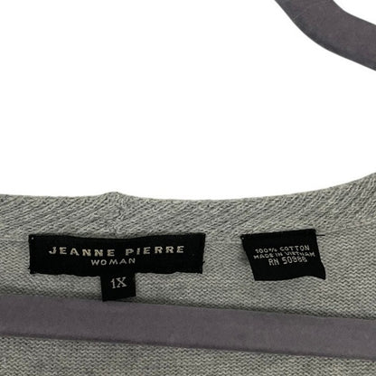 Jeanne Pierre Grey Cropped Sleeve Crewneck Sweater