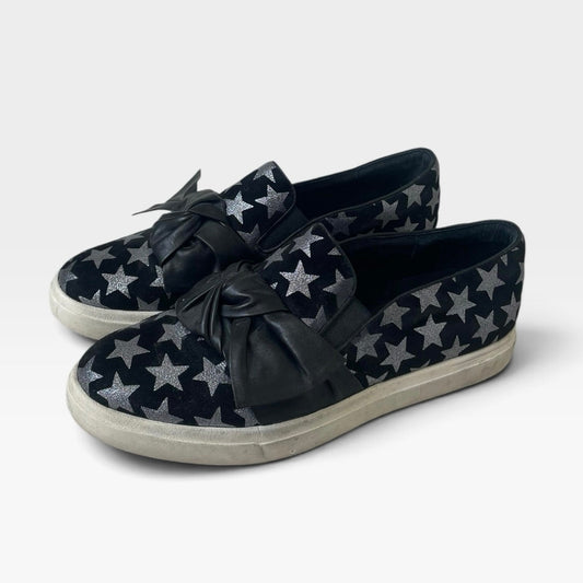 Vaneli Sport Black & Silver Star Print Slip On Sneakers