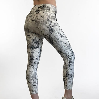 Grey Rose Floral Active Leggings