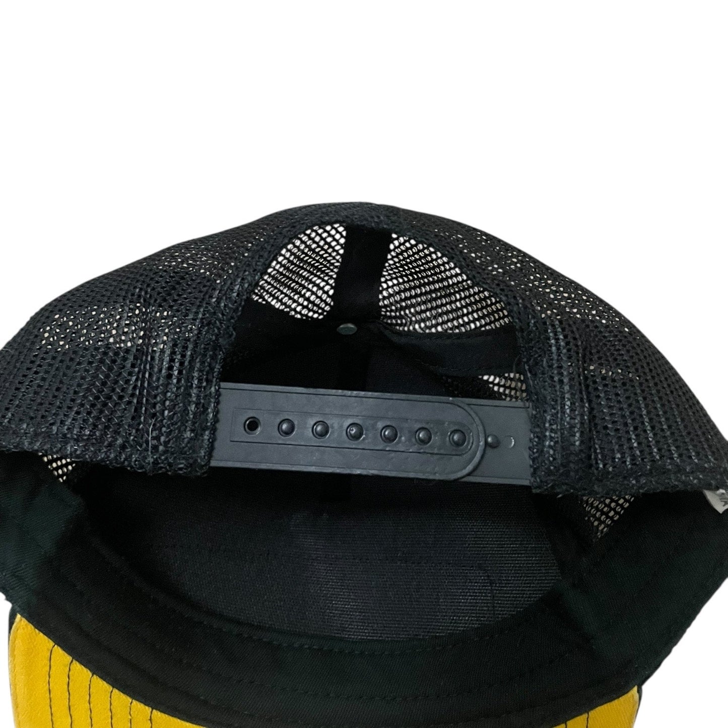 CAT Mens Caterpillar Yellow & Black Mesh Flat Brim Snapback Trucker Hat