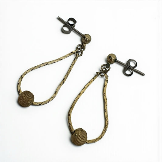 Vintage Gold Chain Beaded Earrings