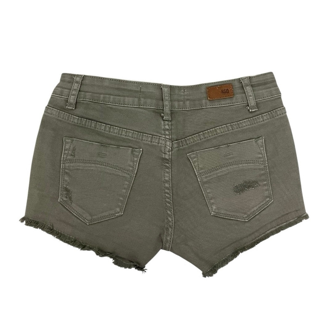 RSQ Jeans Olive Green Cabo Cut-Off Distressed Mini Jean Shorts