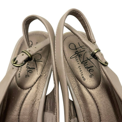 Life Stride Beige Teller Soft System Faux Leather Slingback Heels